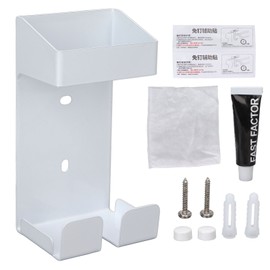 Wall Mounted Hair Curler Holder Stainless Steel Space Saving Curling Iron Storage Rack White