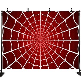 Spider Web Happy Birthday Photography Backdrop Super Hero Theme Decorations for Boys Girls 1st Birthday Party Background Baby Shower Banner Supplies Photo Booth Studio Props LHC059 7X5FT
