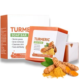 Kurkuma Seife - Dunkle Flecken Entferner für Gesicht - Gesichtsseife glatt zart saubere Haut Schmutz - Feuchtigkeit spenden Wiederherstellen Elastizität Ausstrahlung - Feste Pore Entfernen Pigment