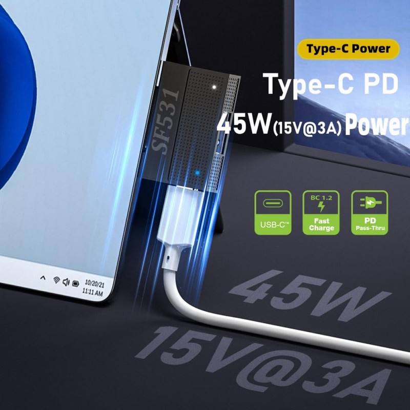 CY Adapter Magnetic to USB3.1 Type-A & 15V Type-C USB-C