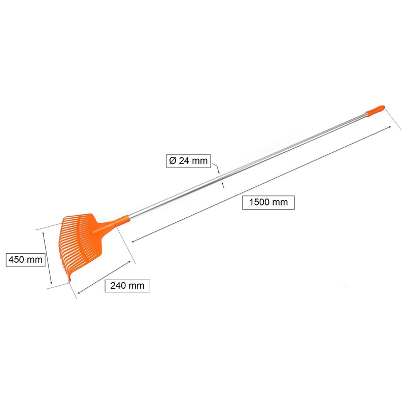 KOTARBAU® Fan broom, 23 teeth made of plastic with aluminium