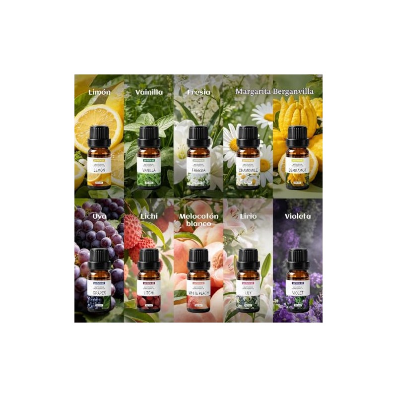 Set de 20 Aceites Esenciales para Difusor, 10 ml Cada