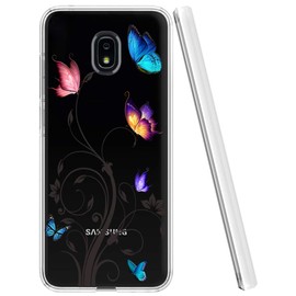 Yodueiv Phone Case for Galaxy J7 Refine/J7 2018/J7 Star/J7V 2nd Gen/J7 Aero/J7 Top Case for Girls, Soft Clear TPU Shockproof Protective Transparent Case Cover for Samsung Galaxy J7 2018 (Butterfly)
