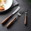 Uniturcky 16 PCS Stainless Steel Flatware Set with Wood Handle,