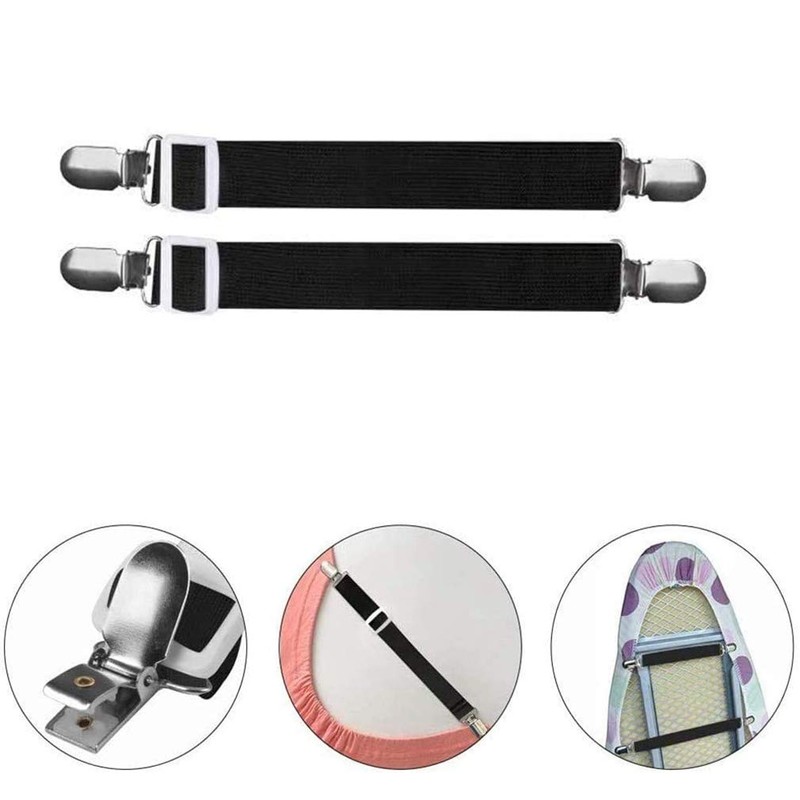 4 Pcs - Bed Sheet Fasteners Suspenders Elastic Bed Sheet