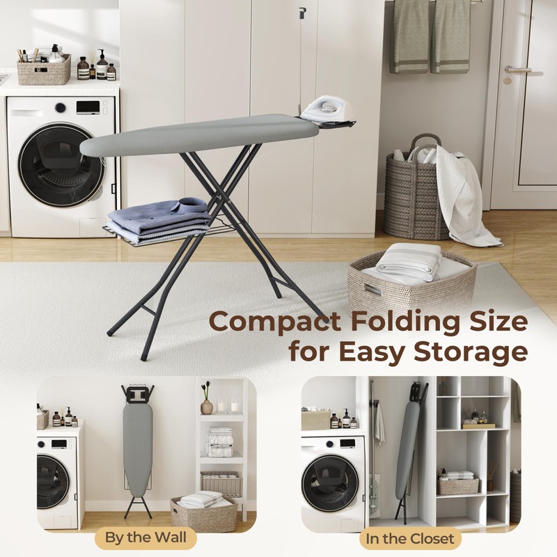 Yaheetech Ironing Board, Compact Iron Board with Cord Holder, Steam