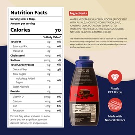 Torani Sugar Free Dark Chocolate Sauce for Coffeehouse Drinks and Desserts, Large 4lb Bottle, Pump Included, 64 Fl Oz