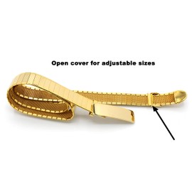 Marshal Metal Fashion Belt Omega 18k Gold Plated Stainless Steel Heavy-Duty Waist Belt for woman, Square, Medium
