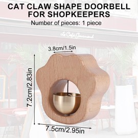 Gosknor Shopkeepers Bell for Door Opening, Cat Paw Shape Wooden Magnetic Wind Chime Doorbell Decoration for Business Entrance Door Home Garden Unique Housewarming Gift