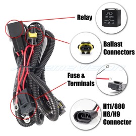 XtremeVision H11 / H8 / H9 / 880 HID Battery Wiring Relay Harness 12V 40 AMP 35W/55W