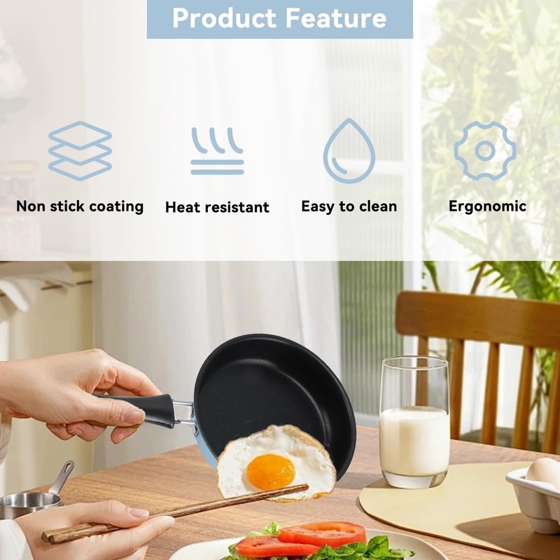 Cyrank Nonstick Mini Egg Pan, 4.7inch One Egg Frying Pan