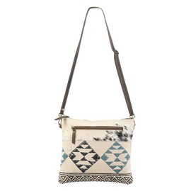 OHLAY Cross Body Upcycled Wool Upcycled Canvas Embossed Hair-On Genuine Leather Women Bag Western Handbag Purse | Womens Western Handbags | Leather Belt Bag for Women | Womens Handbags Summer