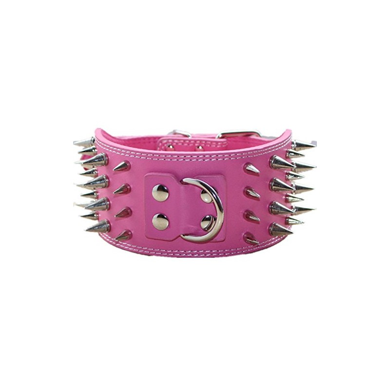 Serijoars 3" Sharp Spiked Studded Leather Dog Collar for Training,Sports,Walking,Medium,Large,X-Large,for