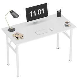 Need 39.4 inch Computer Desk for Small Space Small Folding Table Small Writing Desk Compact Desk Foldable Desk with BIFMA Certification, No Install Needed, White AC5-10060-DW