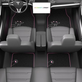 August Auto Universal Fit Cute Cat Carpet Car Floor Mats, Fit for Sedan, SUVs, Truck, Vans,Set of 4(Pink)