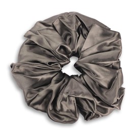 Celestial Silk Mulberry Silk Scrunchies for Hair (Oversized, Charcoal)
