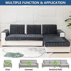 Eismodra Sectional Couch Covers,L Shape Sofa Slipcover Furniture Protector for Dogs Cats Pet Chaise Lounge 3 Cushion Couch Loveseat,Dark Gray 36 x 36 inches (Only 1 Piece)