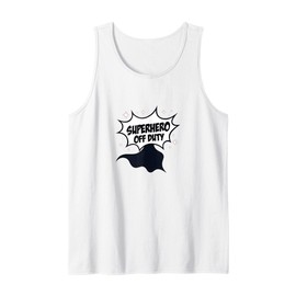 Superhero Off Duty: Funny Comic Style Graphic Tank Top, Men, White