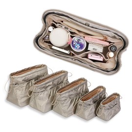 GIVLEFLY Large Handbags Purse Dividers Organizer with Cup Holder Inner Bag Insert for Tote Savvy Bag Dupont paper，Portability (Beige, Small)