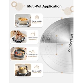 ESEVOLO 9.45 inch Heat Diffuser Stainless Steel Induction Diffuser Plate for Electric Gas Stove Glass Induction Cooktop, Induction Adapter Plate with Detachable Handle, Red