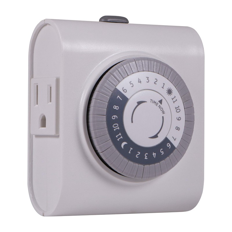 GE Mechanical Grounded Outlet Timer, Dual Plugs with 3 Prongs,