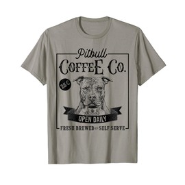 Retro Pit Bull Coffee Funny Dog Pittie Mom Coffee Lover Men Women Girls Kids T-Shirt