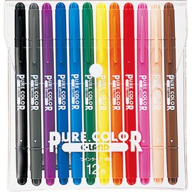 Mitsubishi Pencil PW100TPC12C Water-Based Pen, Pure Color, 12 Colors