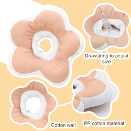 LuckyOpt Cute Cat Flower Cone, Anti Splashing Water Soft E Collar for Cats After Surgery, Cat Neck Pillow for Cozy Sleep and Anti-Licking, Cat Donut Cone for Cats/Puppies to Take Photos (Pink, S)