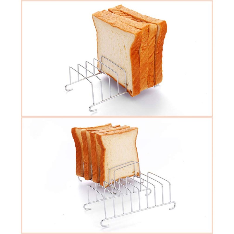 HEMOTON 2pcs Toast Stand Bread Holder Stainless Steel Serving Toast