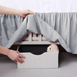 Crib Skirt Dust Ruffle, 100% Egyptian Cotton 400 Thread Count Soft Breathable Crib Bedding Skirt for Baby, Boys and Girls, Fading Resistant (Grey)