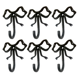 BXPTQCRY 6 PCS Cute Butterfly Wall Hooks，2.9 * 2.6in Coquette Gold Bow Knot Hooks for Christmas Wedding Bathroom Living Room Kitchen Decor，Metal Hooks (Black)