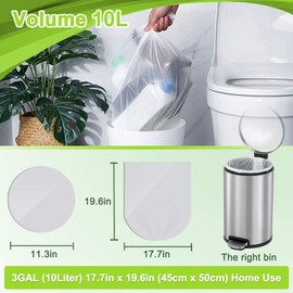 AOSULI 3 Gallon Small Trash Bags 200 Counts White Garbage Bags Biodegradable Trash Bags for Bathroom Can, Office 7-10L