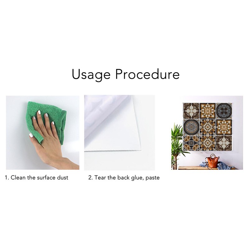 24Pcs Tile Sticker 15 X 15cm Waterproof Oil Resistant Retro