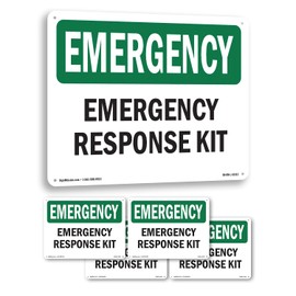 Response Kit OSHA Emergency Rigid Plastic Sign 10 Inch x 7 Inch - 5 Pack