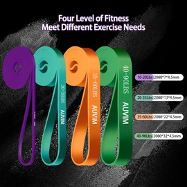 AUVIM Resistance Bands Set 4 Levels Exercise Bands for Men and Women Pull-Up Aid Bands Gym for Yoga, Pilates, Strength Training, Crossfit Fitness Bands with Door Anchor Storage Bag