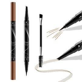 Boobeen Microblading Eyebrow Pencil, Waterproof Eyebrow Pencil with Brush, 2 in 1 Precision Eyebrow Pencil with Hair-like Strokes for Natural Eyebrow Makeup