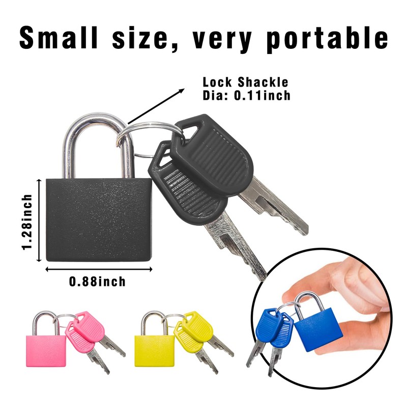 4 Pack Luggage Locks, Mini Suitcase Locks with Keys, Multicolor