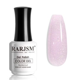 RARJSM Light Purple Glitter Gel Nail Polish Jelly Shimmery Sheer Lavender Nude Gel Polish Chunky Iridescent Sparkly Translucent Natural Color 15ml Soak off for French Manicure Nail Art Home Salon