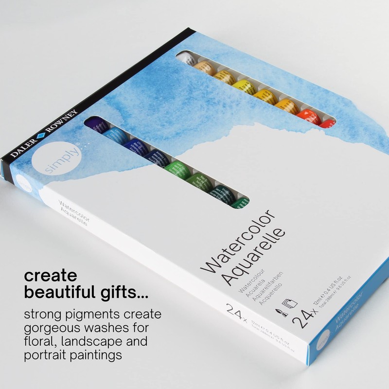 Daler Rowney- Daler Simply Watercolour Aquarelle Set 24 x 12ml