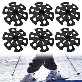 XoeLLe Pack of 6 Replacement Ski Pole Plates Black Plate Ski Poles Snow Plates Hiking Poles Universal Protectors Protection for Hiking Pole Tips Winter Outdoor Activities Ski Accessories