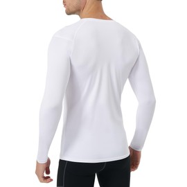Runhit UPF 50+ Men's Compression Shirts, Long Sleeve Compression Shirts Quick Dry, Football Baselayer for Men White M