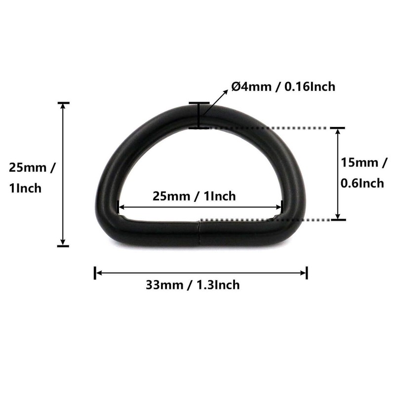 Wuuycoky 1" Inner Diameter Black D Rings Buckles D-ring Non-welded