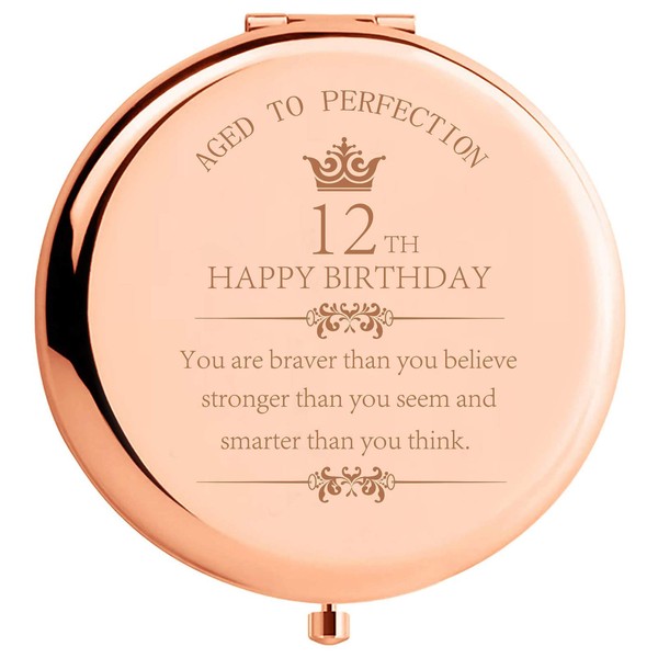 12 Year Old Birthday Gifts for Girls You are Braver Than You Believe Strong Than You Seem Inspirational Unique 12th Birthday Gift Ideas for Teen Girl Makeup Compact Mirror for Daughter Sister Niece