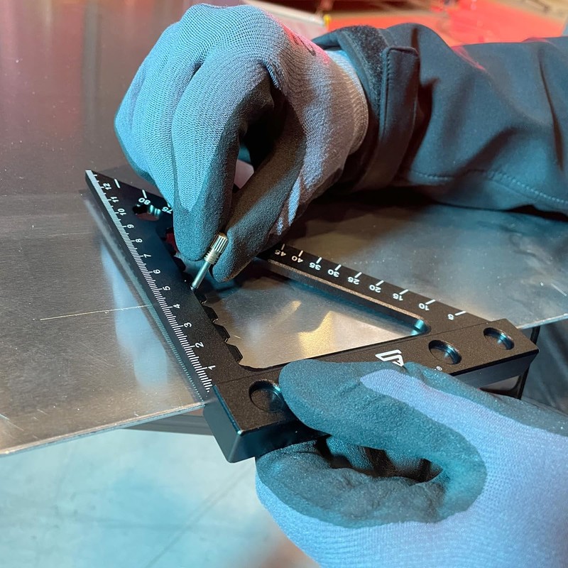 STAHLWERK Angle triangle with stop and marking needle, metric aluminium