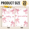 HQLOW 20 Pack Bow Pink Birthday Party Invitations with Envelopes