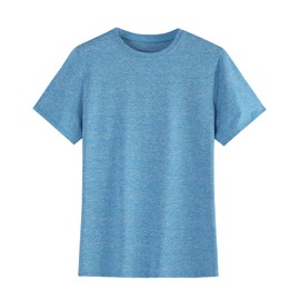 Hercugifts Boys/Kids/Teen Quick Dry T Shirt Sports Moisture Wicking Active Athletic Performance T-Shirts（Age 5-18Y） Light Blue