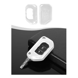 Hoolcar Key Fob Cover Case Key Holder Shell Remote Control Smart Key Fob Protector Compatible with Jeep Wrangler JL JLU & Gladiator JT 2018-2025, White
