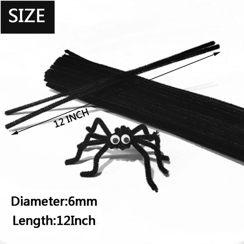 100 Pcs Black Pipe Cleaners Chenille Stem for DIY Crafts,Arts,Wedding,Home,Party,Holiday