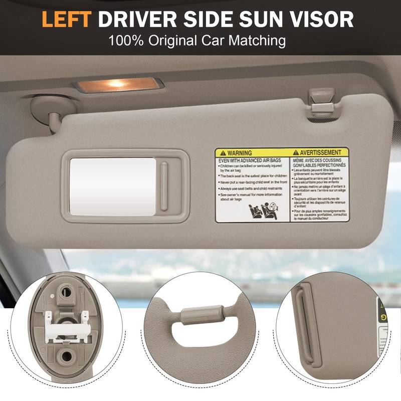 TadaMark Left Driver Side Sun Visor Fit for Toyota Highlander