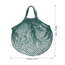 sourcing map Cotton Mesh Bag, 15x13.8 Reusable Washable Mesh Net String Grocery Bags Organizer for Fruits Vegetables Shopping Dark Green